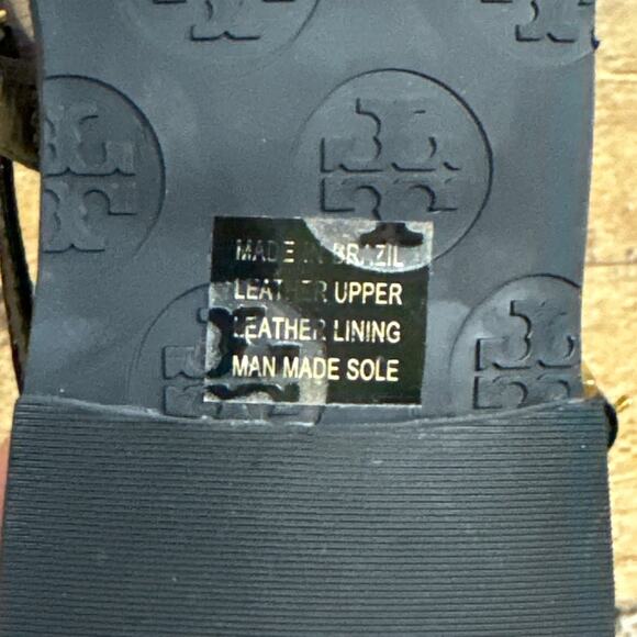 Tory Burch Ali Slingback Sandals Black Patent Leather Gold Logo Size 8 - Picture 8 of 9